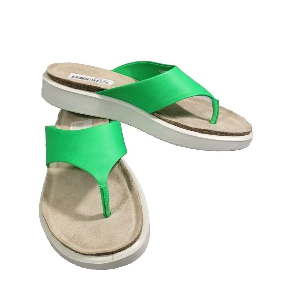 Ecco Women's Size 36 US 5 Green White Leather Thong Sandals Shoes (351)